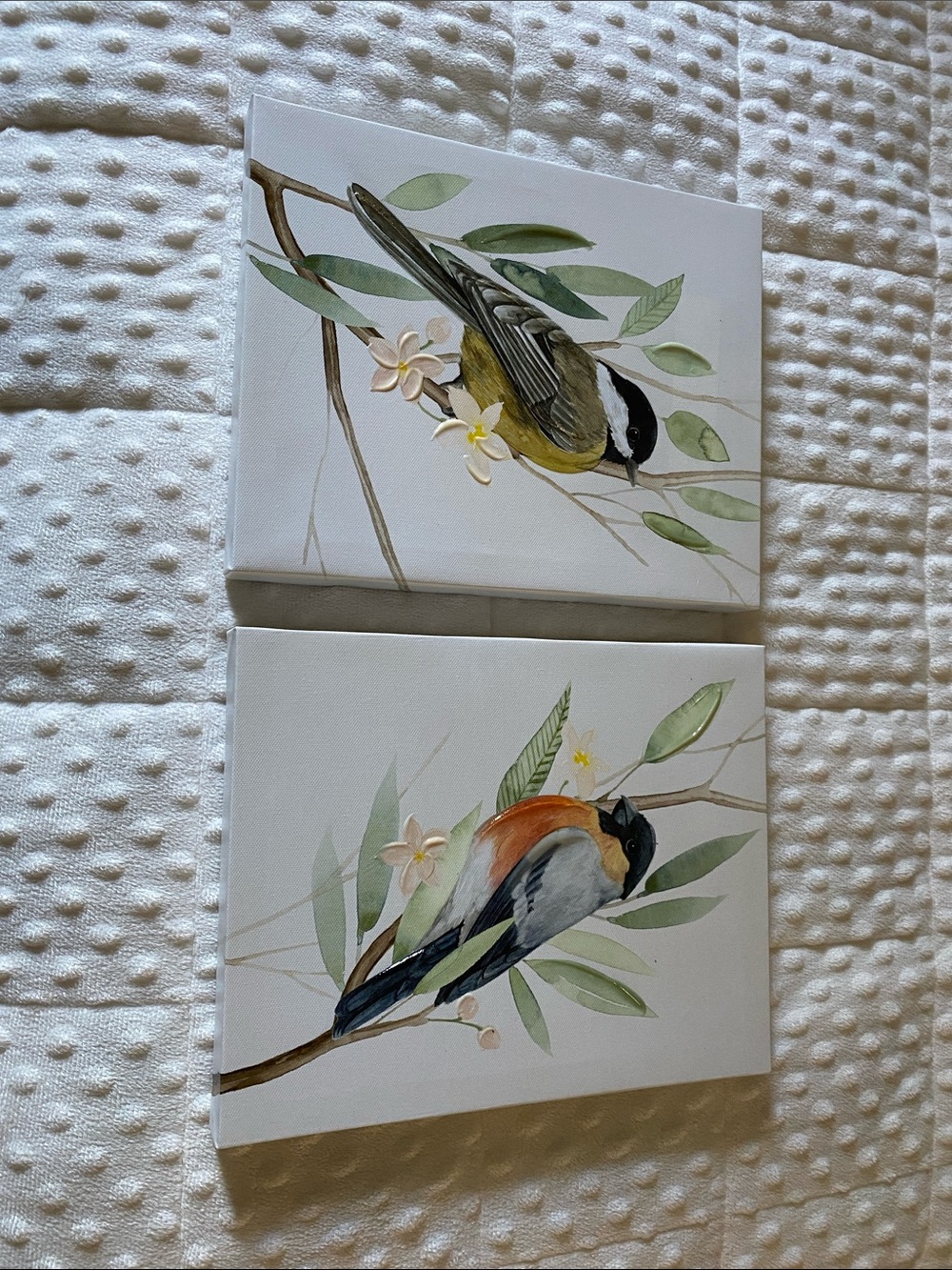 Kirklands Two-Piece Bird Botanical Canvas Art - Green, Yellow, Orange